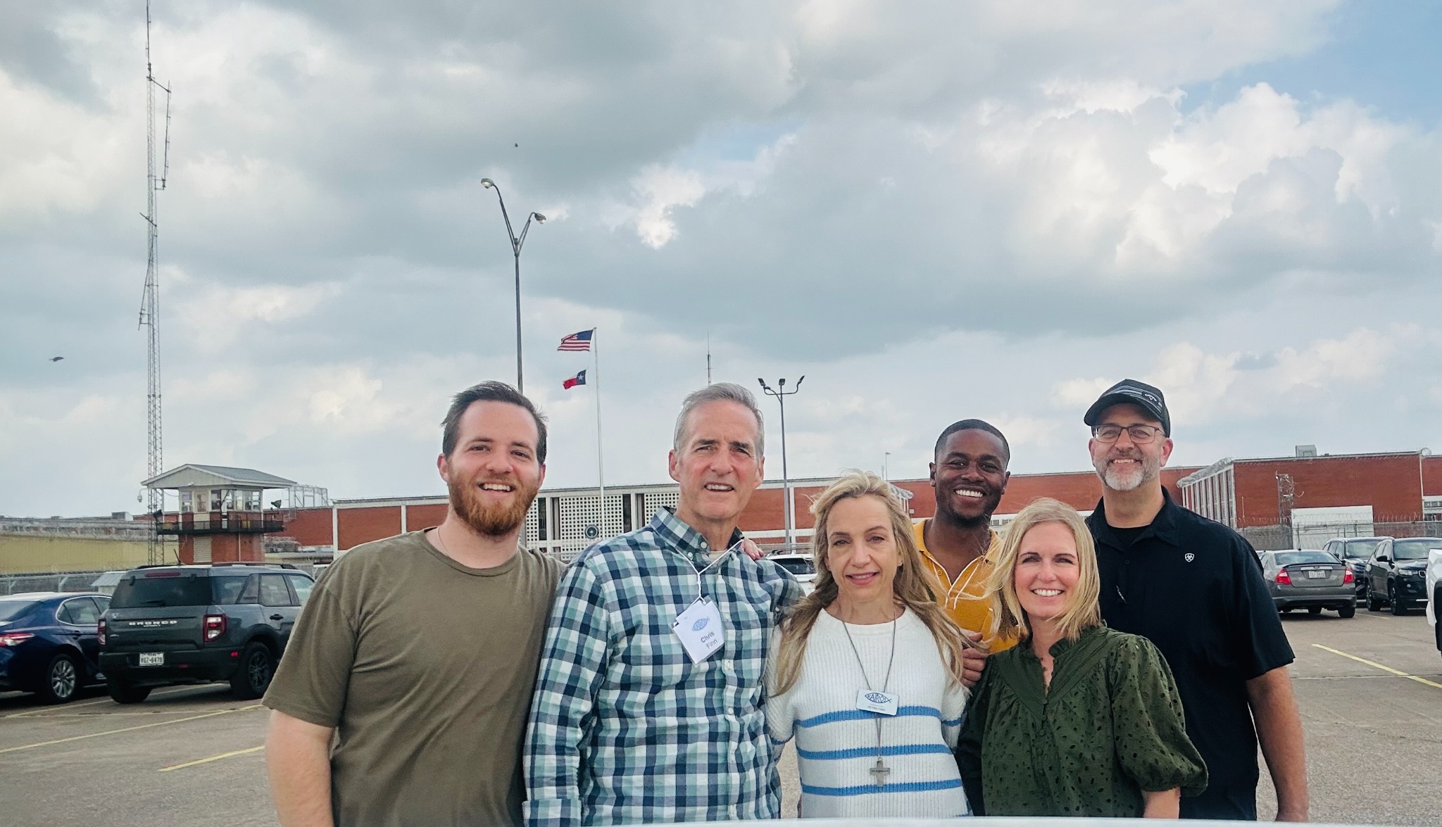 Prison ministry team outside a correctional facility